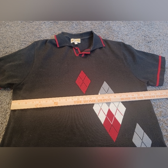 Vintage BC Ethic Pullover Heavy Acrylic Collared Shirt Argyle Sz L USA Made - Picture 3 of 6